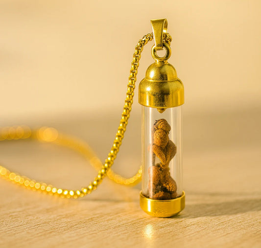 Gold-Tone Cylinder Stone Pendant Necklace