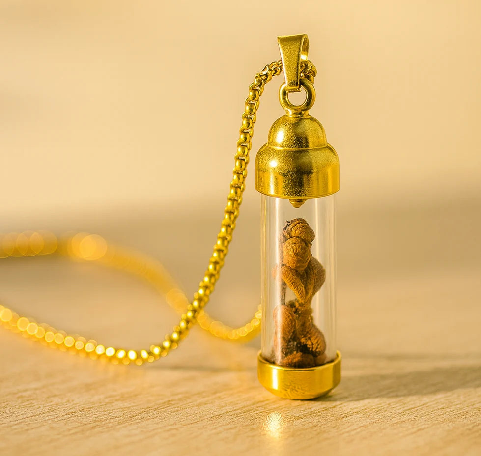 Gold-Tone Cylinder Stone Pendant Necklace